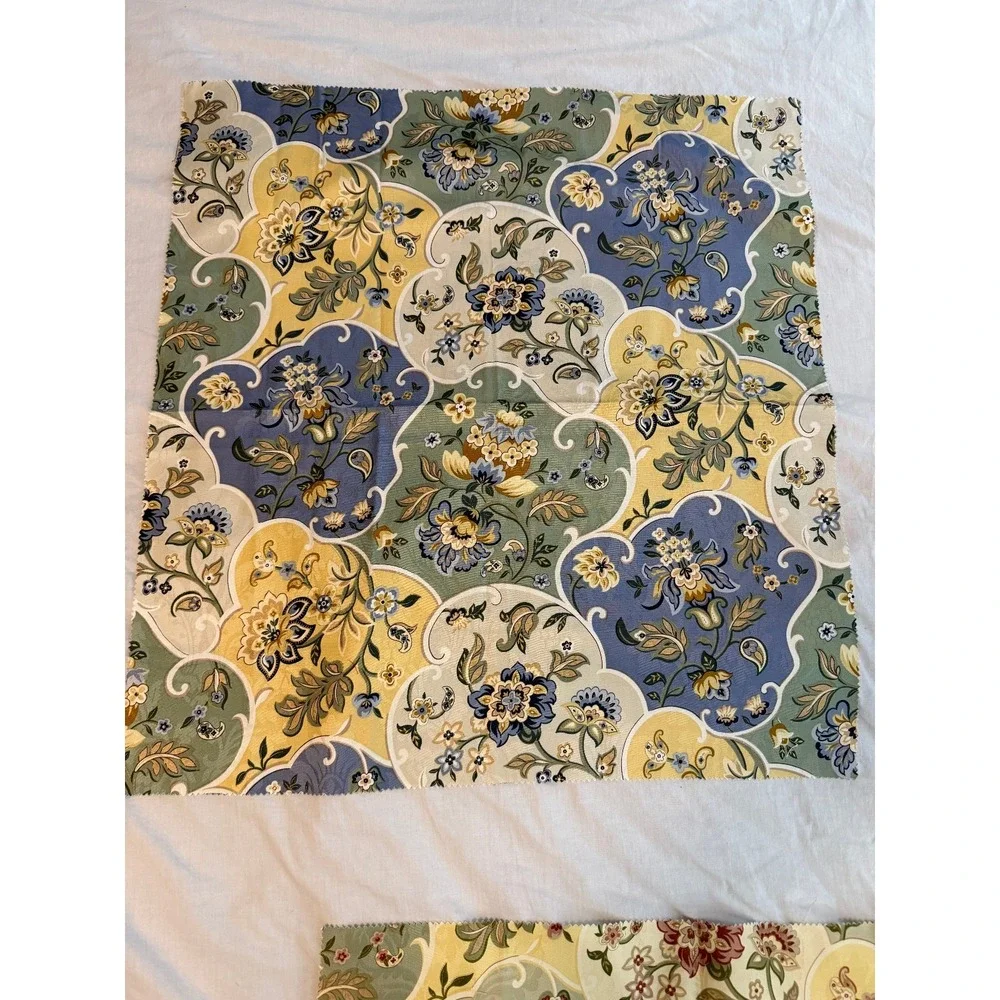 Lot of 2 floral brocade gold tone print design fabrics 24